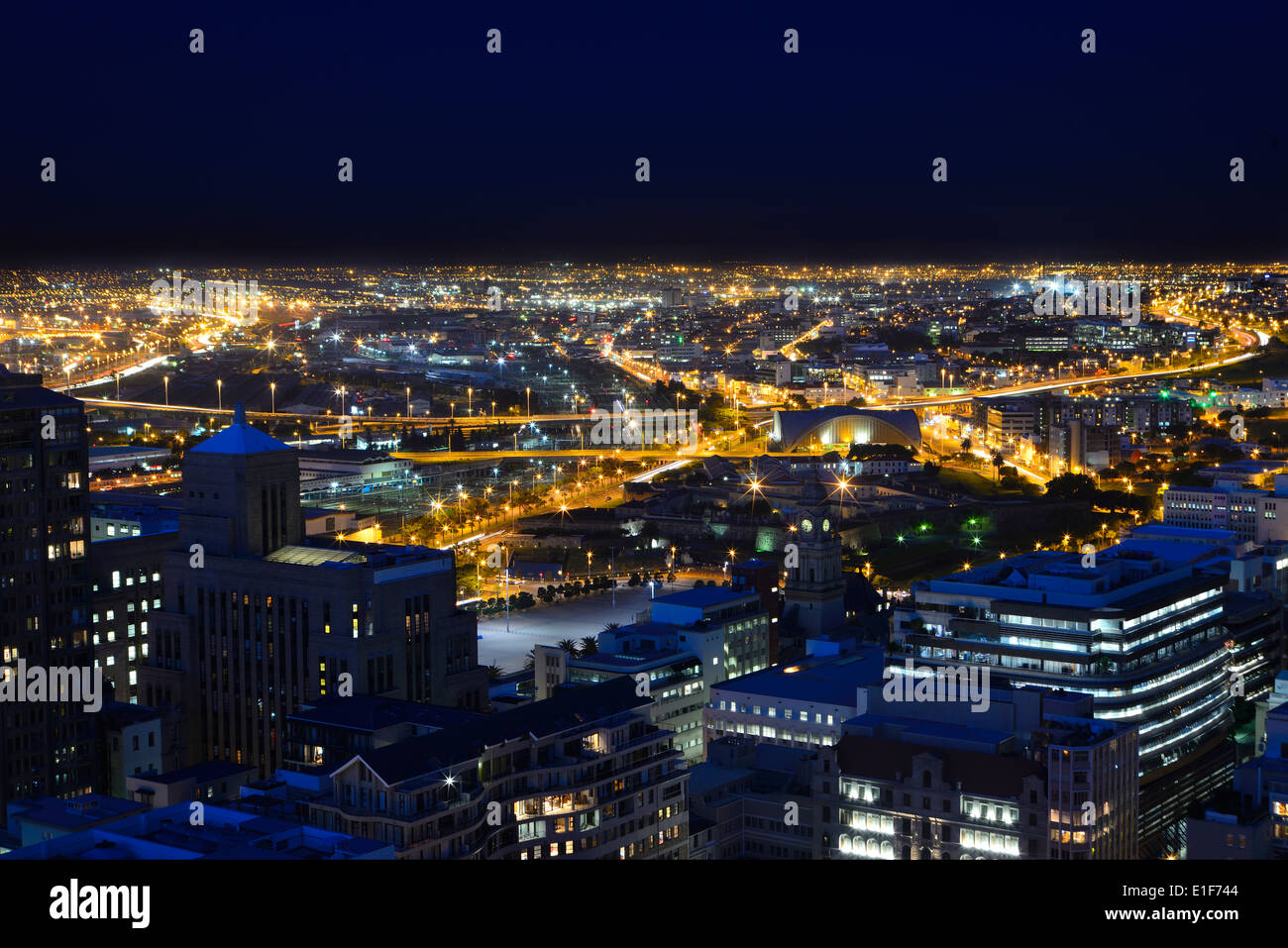 An elevated view of Cape Towns central business district with northern
