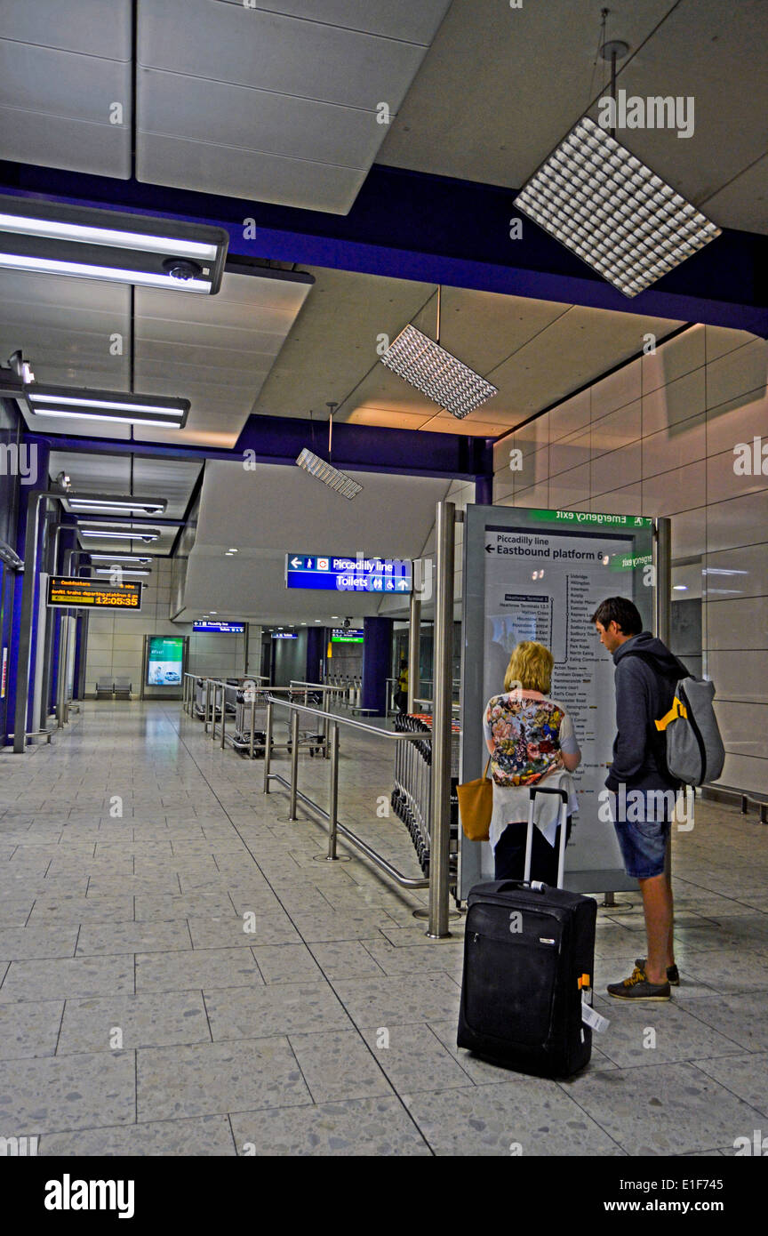 Heathrow Terminal 5 Underground Station, Heathrow Airport, London Stock