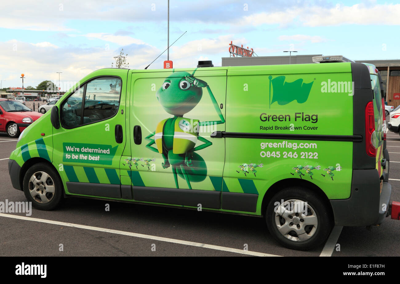 Green Flag Breakdown vehicle vehicles recovery England UK Stock Photo