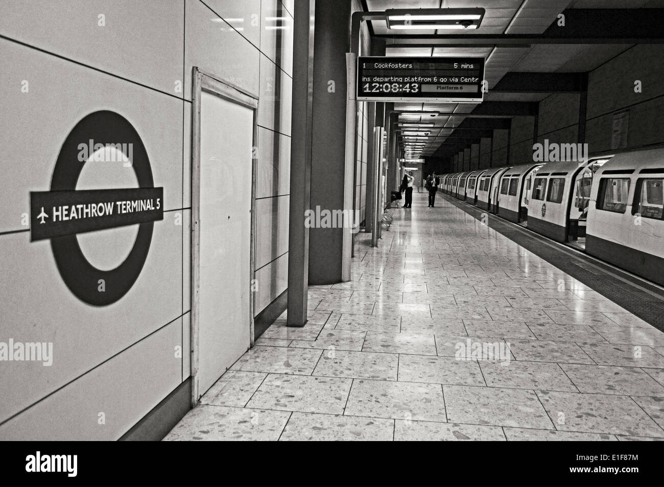 Heathrow Terminal 5 Underground Station showing roundel, Heathrow