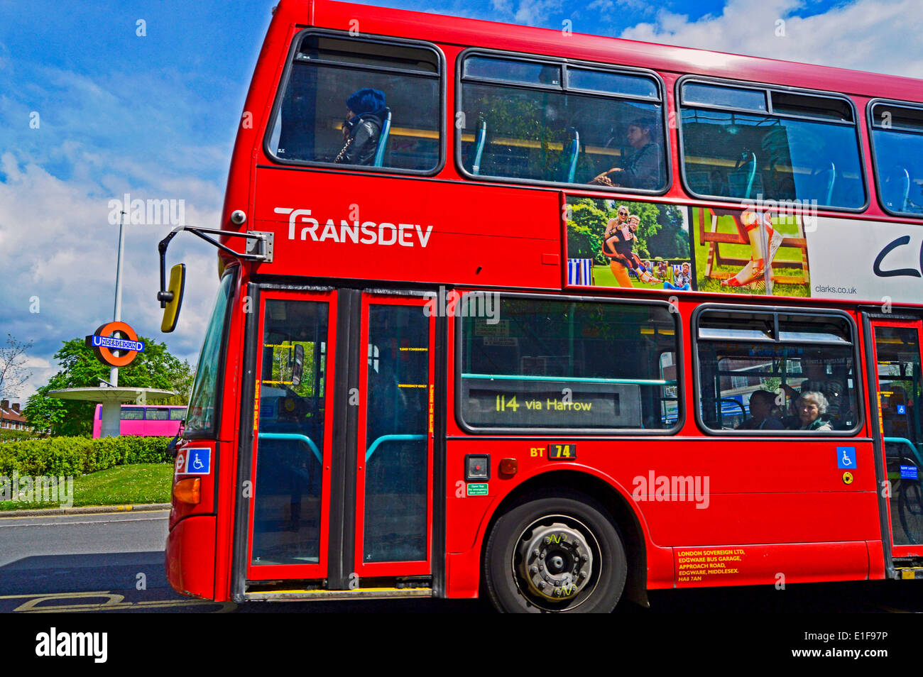 Double decker bus, Queensbury Underground Station, London Borough of Brent, London, England, United Kingdom Stock Photo