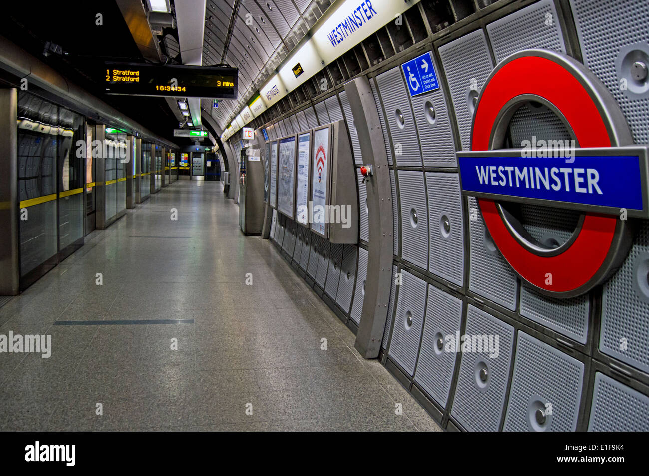 Westminster underground station jubilee line hires stock photography