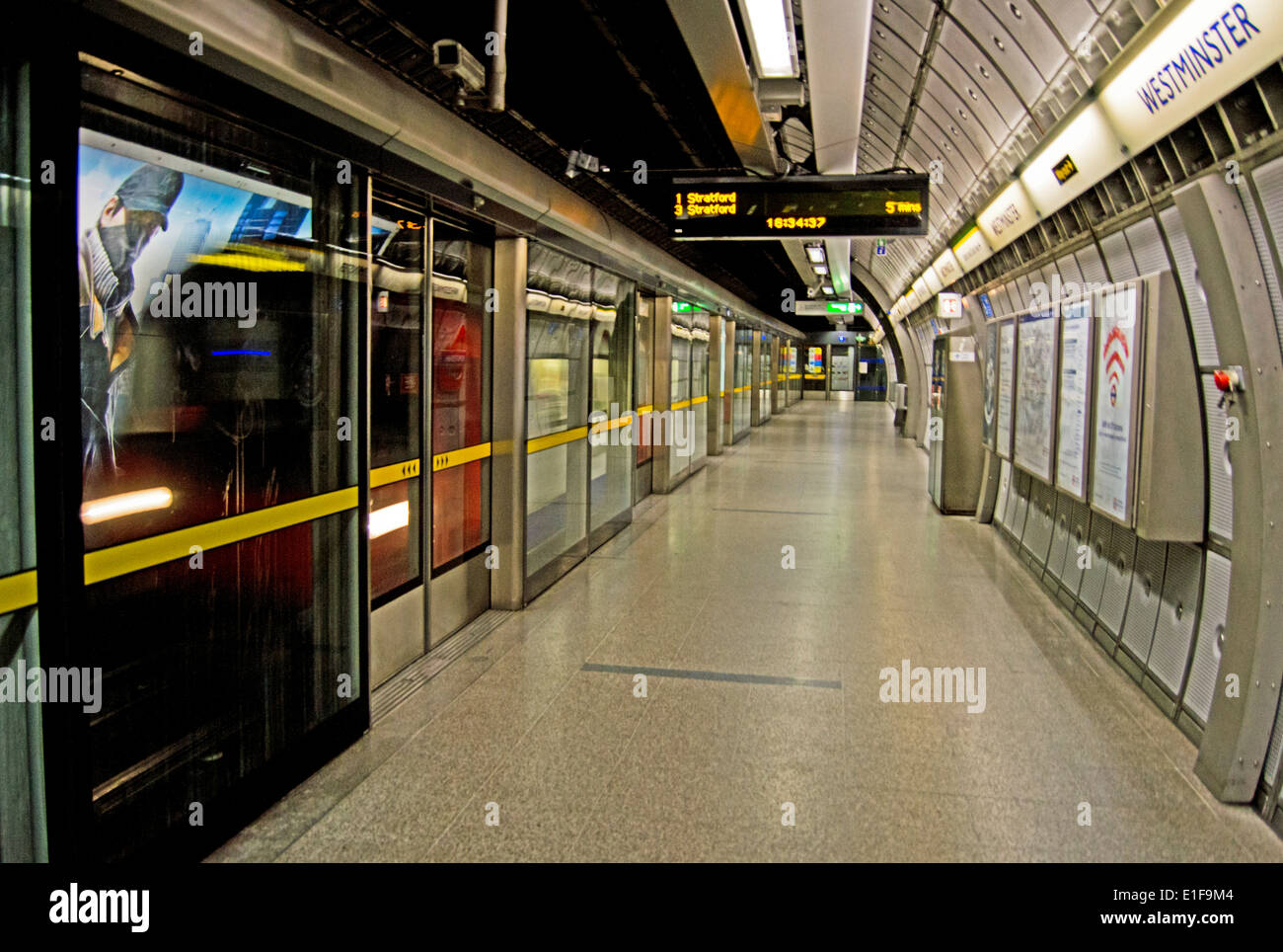 Jubilee Line platform at Westminster Underground Station, City of Stock