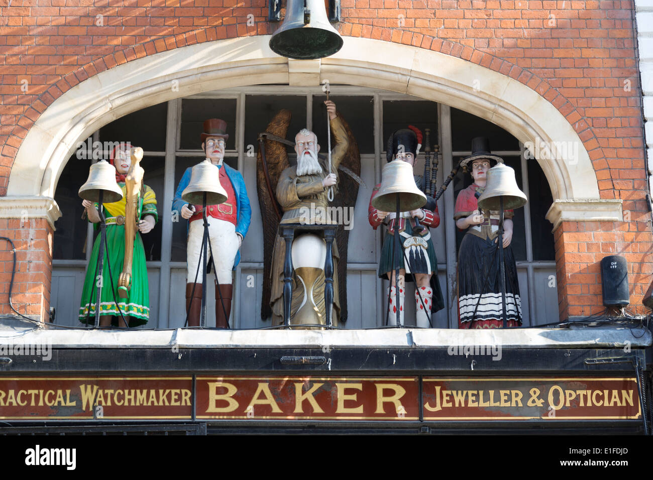 UK, Gloucester, Southgate Street, Old Father Time clock, Jewellers shop