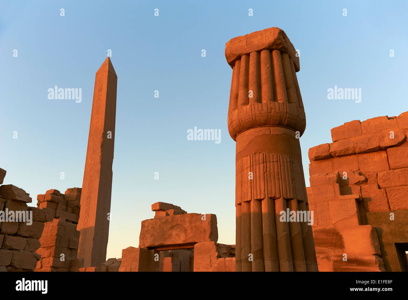 Egypt, Nile Valley, Luxor, Thebes, Karnak Temple, UNESCO World Heritage Site, Obelisks of Hatshepsut Stock Photo