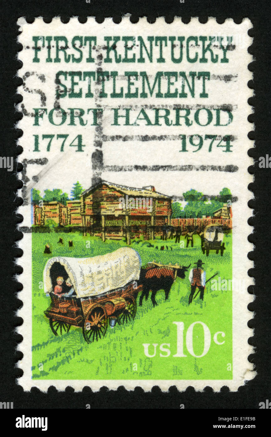 US,circa 1974, postage stamp, First Kentucky Settlement Fort Harrod