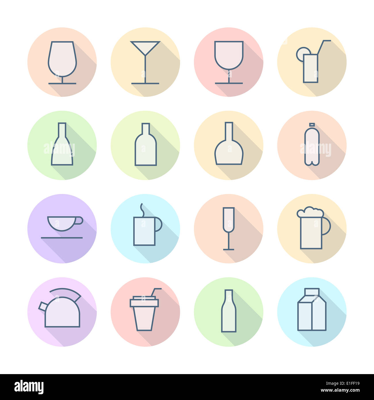 Thin Line Icons For Drinks. Raster version Stock Photo - Alamy
