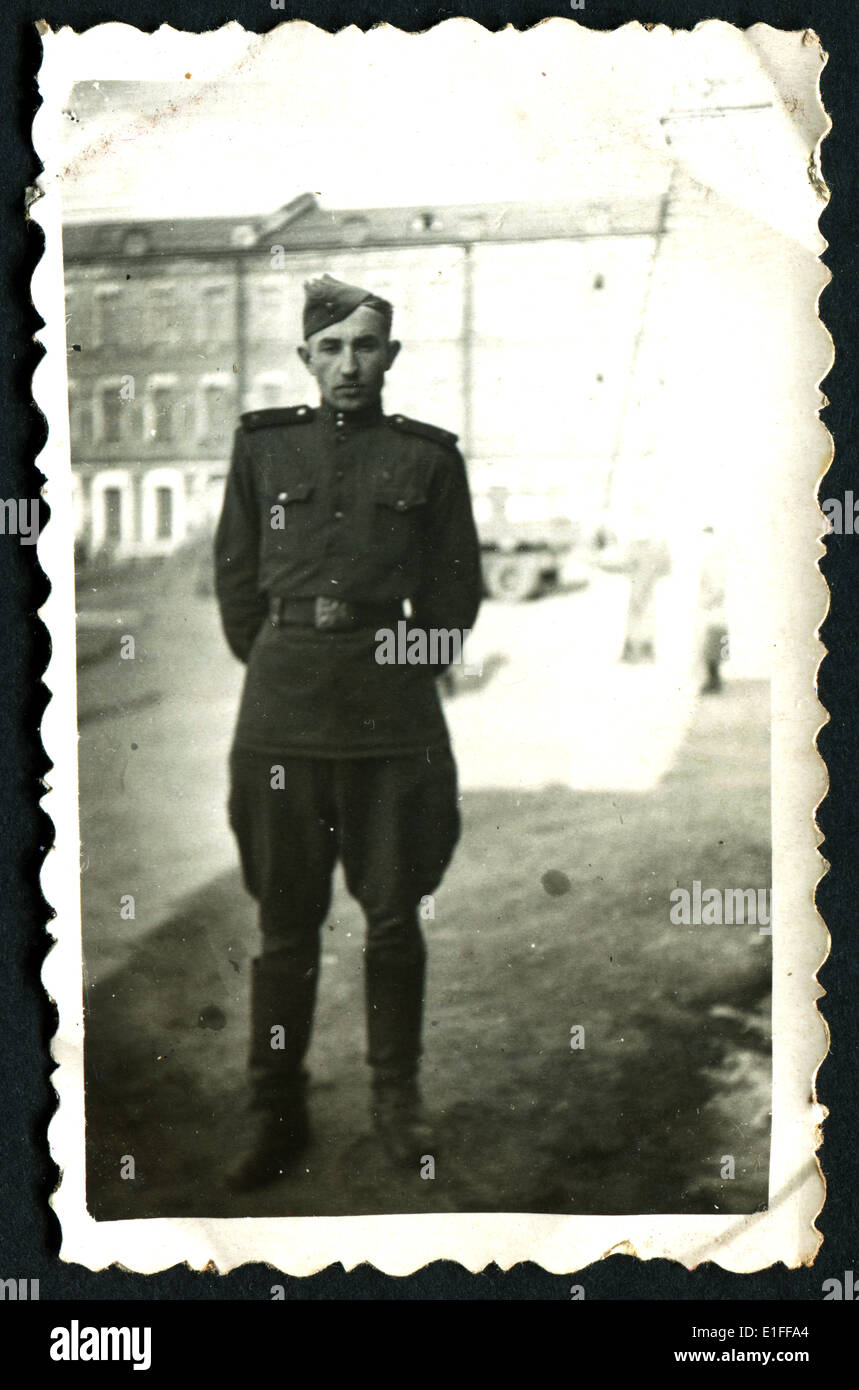 USSR - CIRCA 1960s: An antique photo shows studio portrait of a Red Army soldiers Stock Photo