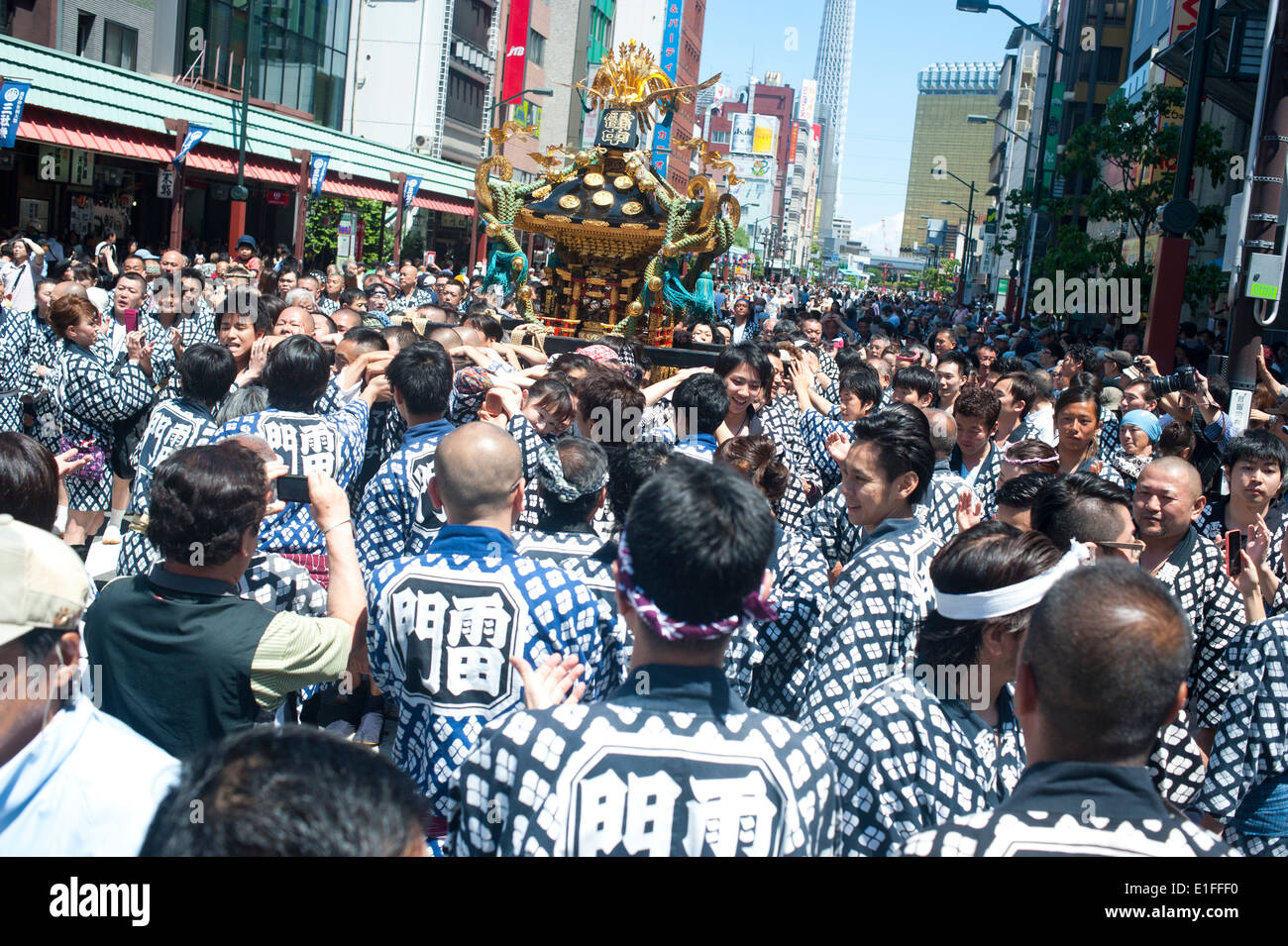 Tokyo Japan, May 2014 - People attend the Sanja Matsuri festival at Asasuka. Stock Photo
