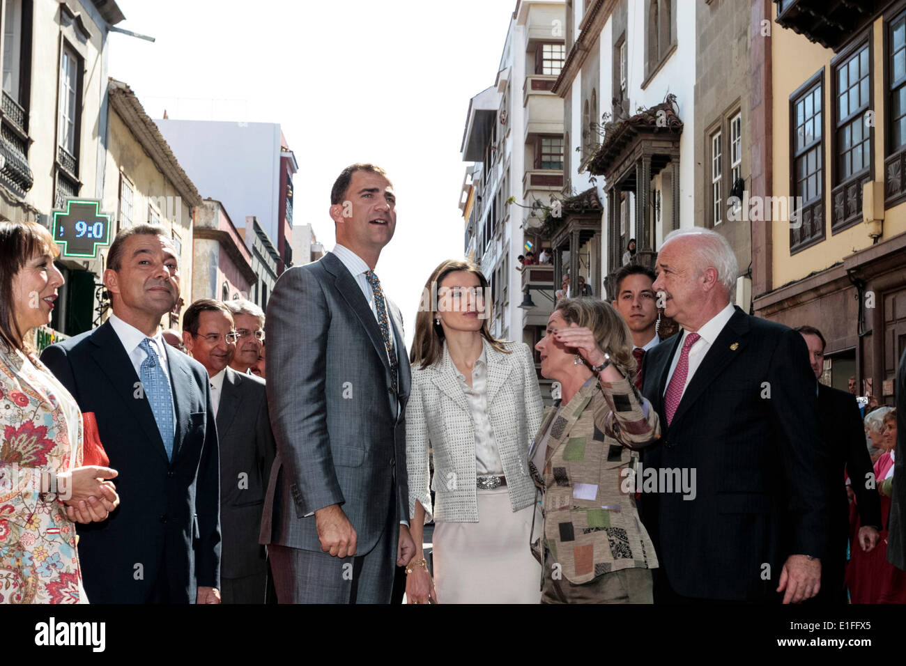 Prince Felipe with his wife, Princess Letizia at the opening of the Teatro Leal in San Cristobal de La Laguna, Tenerife, on the 14th October 2008. Thay are the future king and queen of Spain after King Juan Carlos's announcement of his abdication. Stock Photo