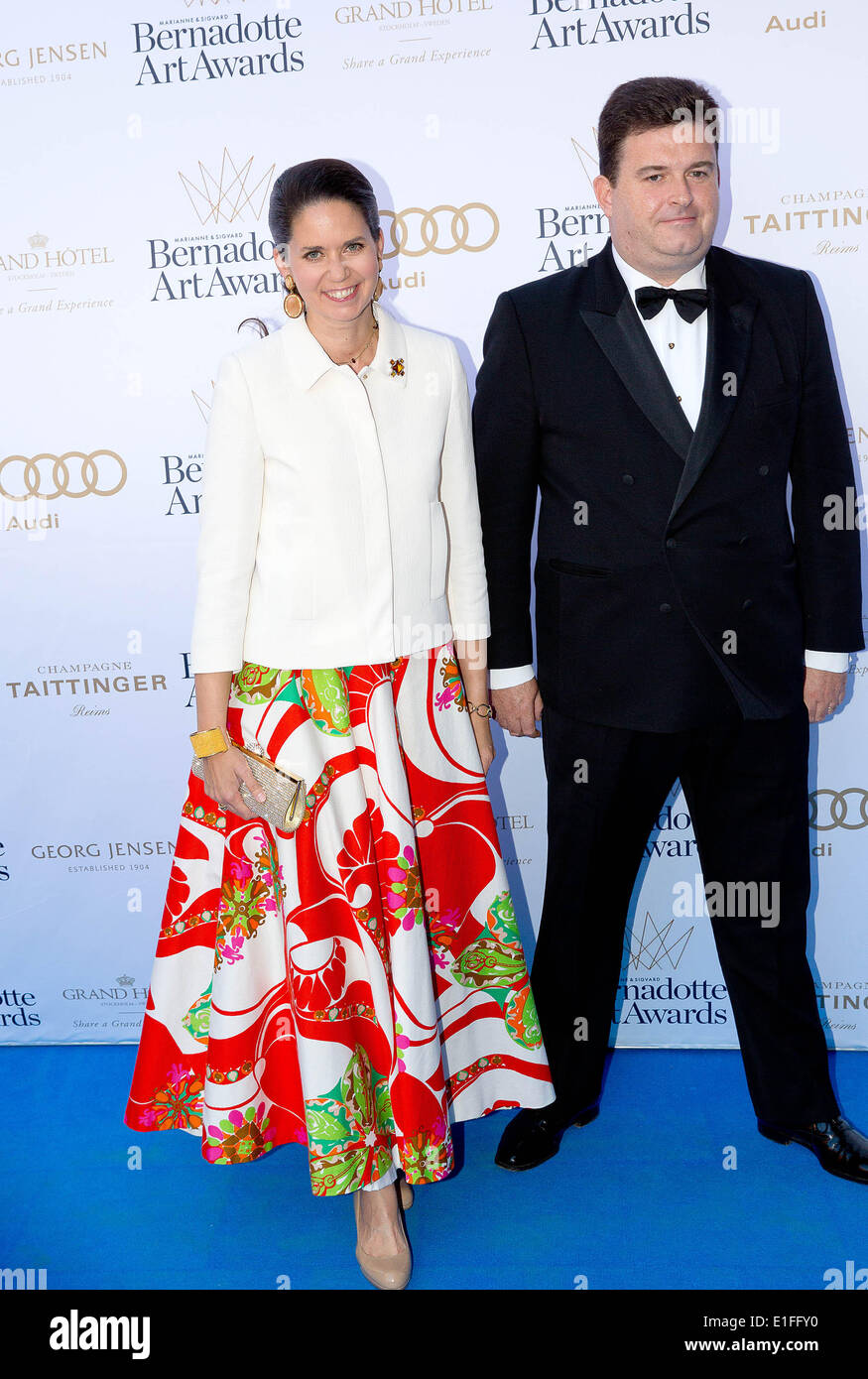 Grand Duke George Mikhailovich of Russia and Rebecca Battarini arrive for the Bernadotte Art Awards 2014 at the Grand Hotel in Stockholm, 02 June 2014. Photo: Albert Nieboer/ /dpa -NO WIRE SERVICE- Stock Photo