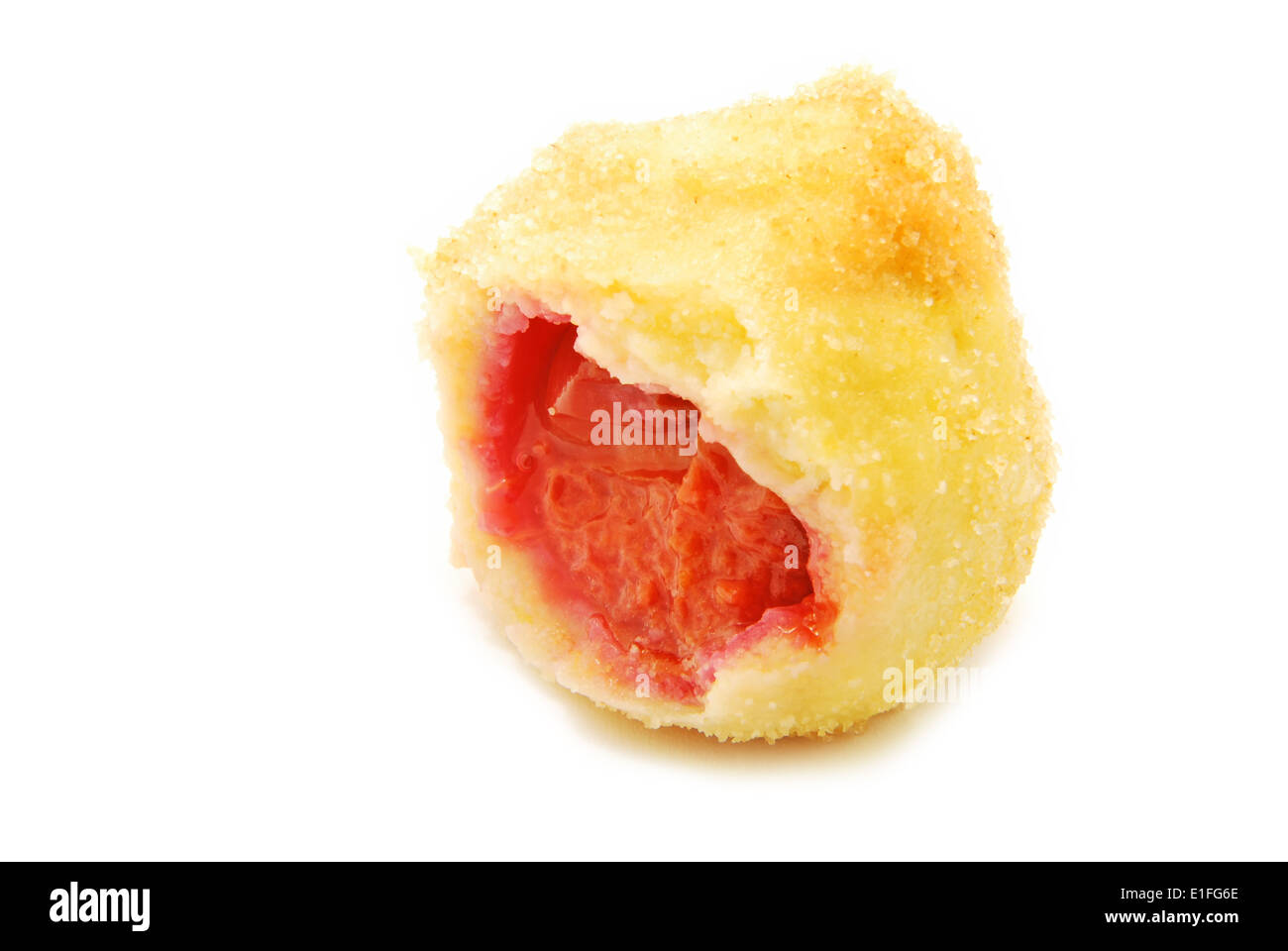 Dumpling with plums isolated on white Stock Photo