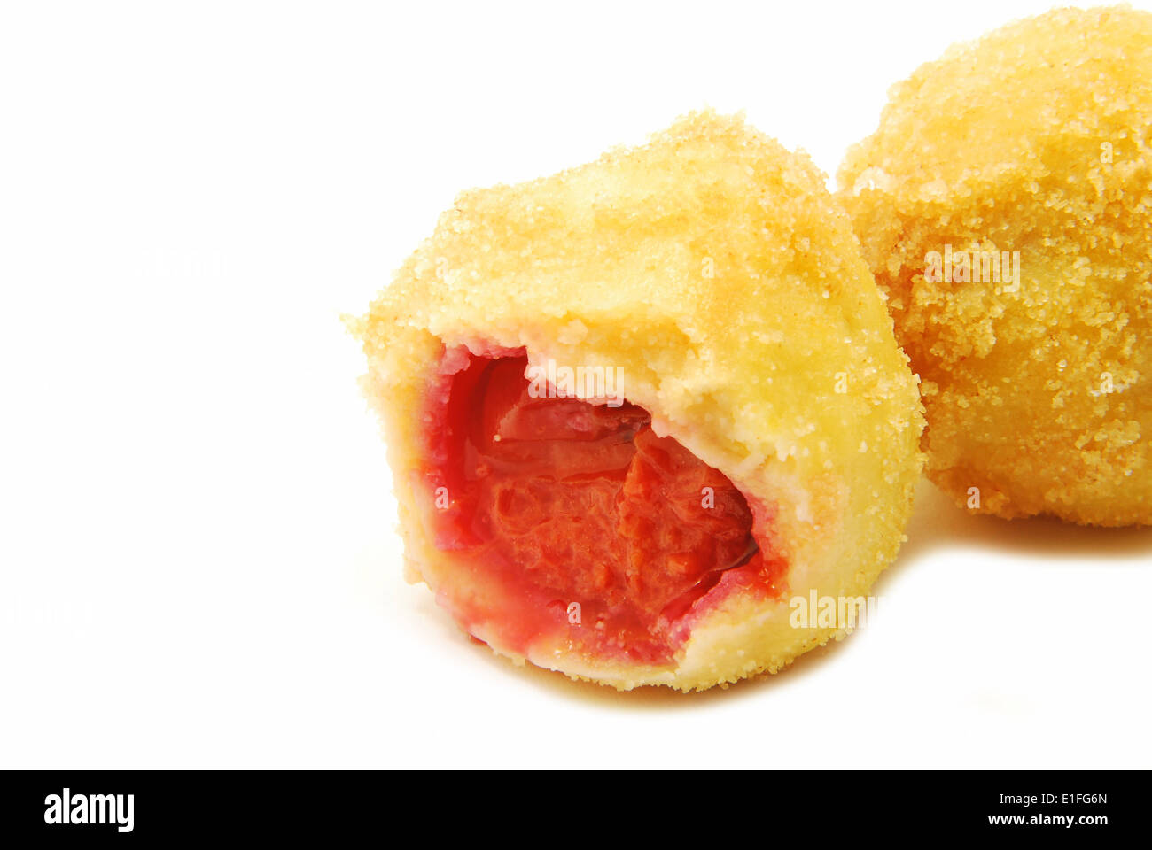Dumplings with plums isolated on white Stock Photo
