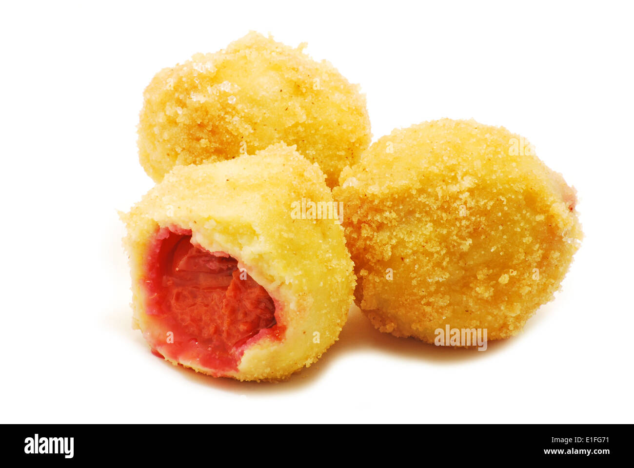 Dumplings with plums isolated on white Stock Photo