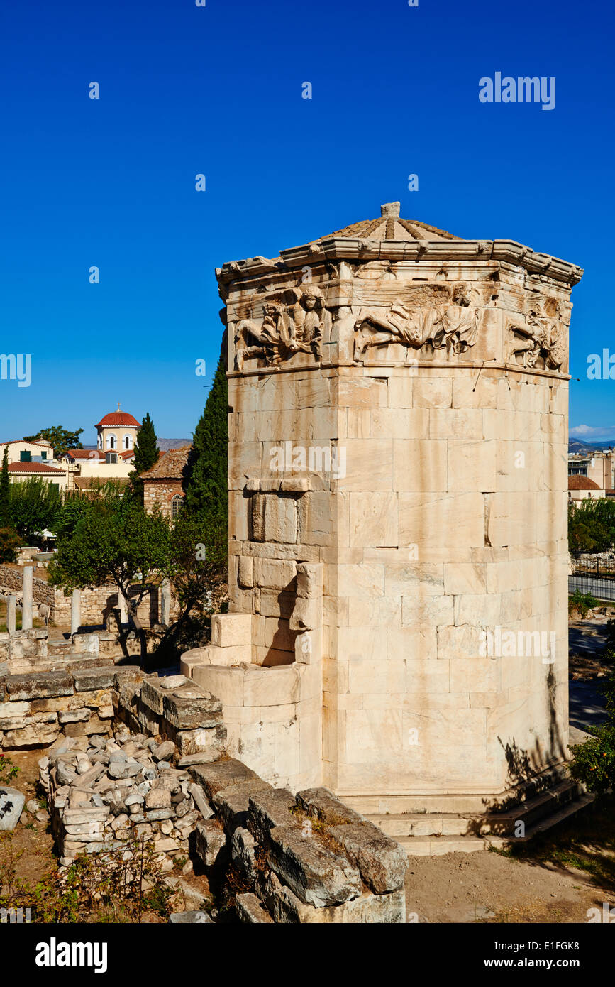 Greece, Athens, the Tower of the Winds in the Roman Agora of Athens Stock Photo