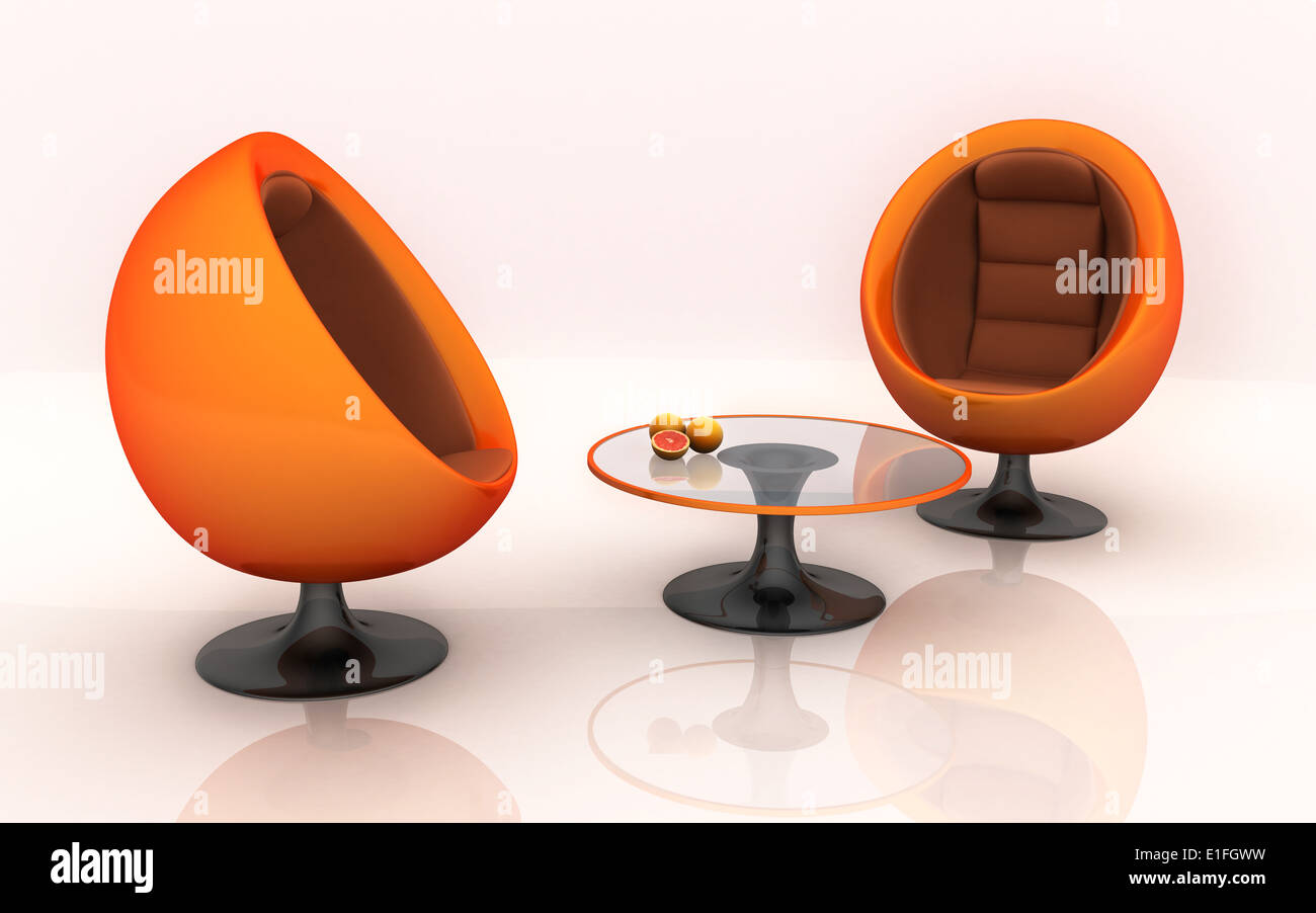 Modern style armchair and table (done in 3d Stock Photo Alamy
