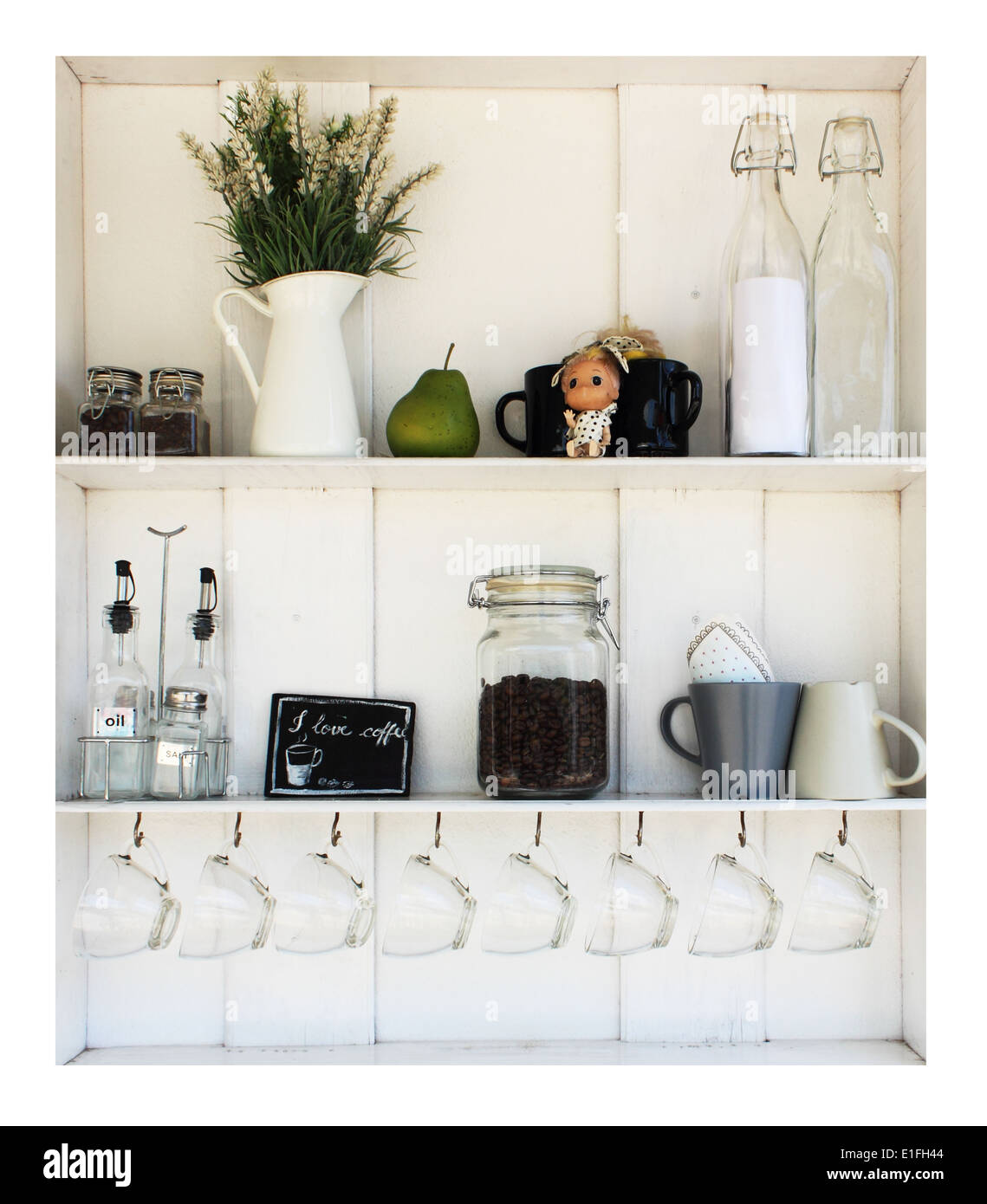 Coffee white shelves on a white background Stock Photo