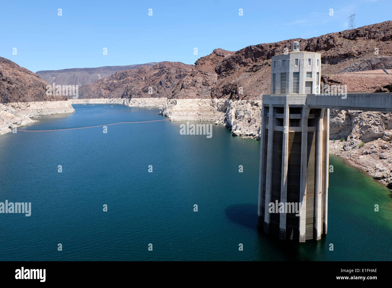 Columns that form part of the Hoover Dam, Boulder City, USA. It is a short drive away from Las Vegas Nevada. Stock Photo