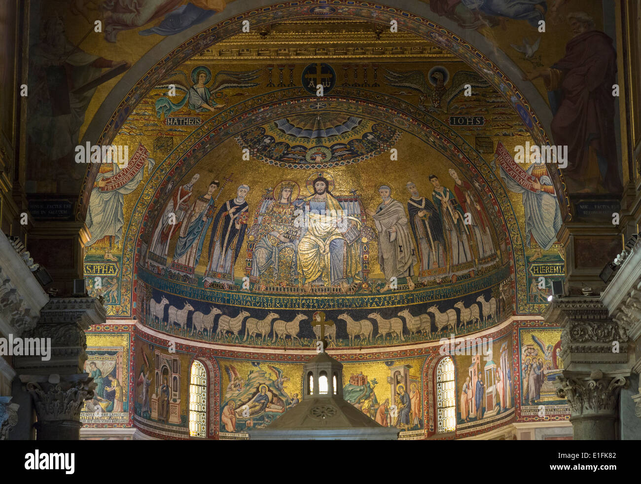 Rome, Italy. Basilica di Santa Maria in Trastevere. 12th century mosaics in the apse. Stock Photo