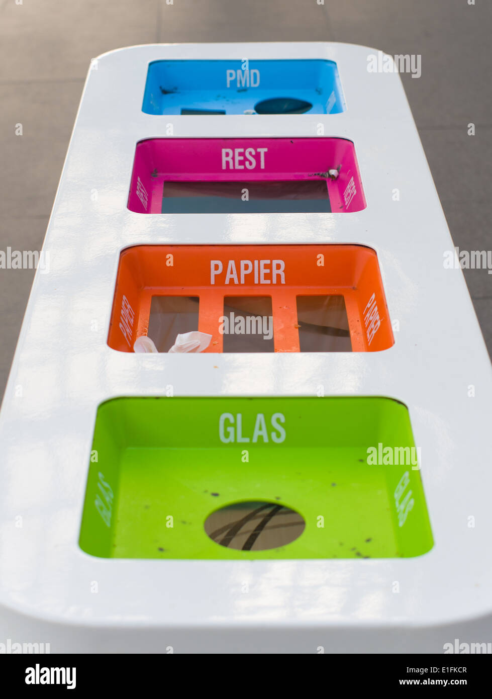 Recycle bins paper glass metal plastic hi-res stock photography and ...