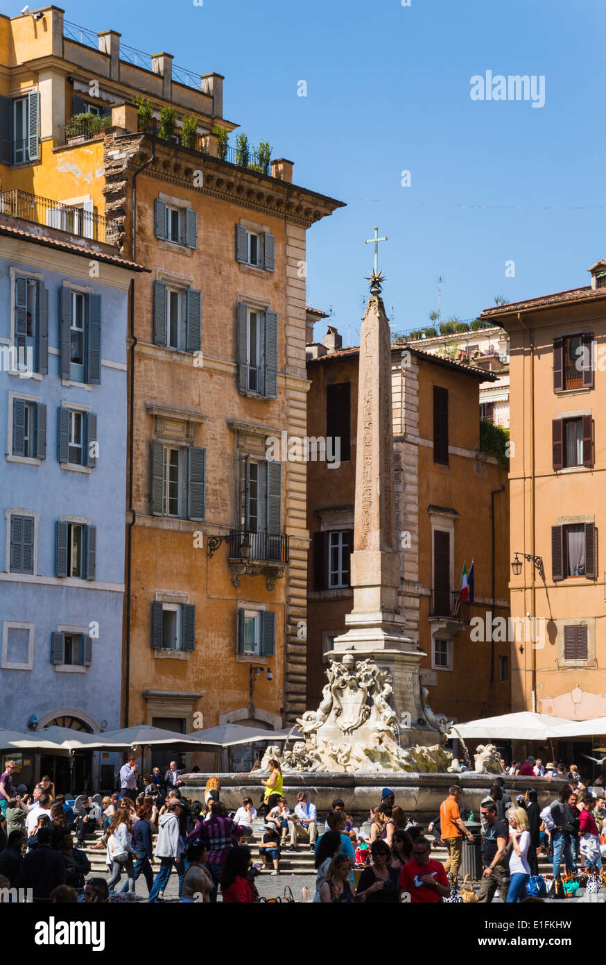 Rome, Italy. Egyptian obelisk in Piazza della Rotonda. Stock Photo