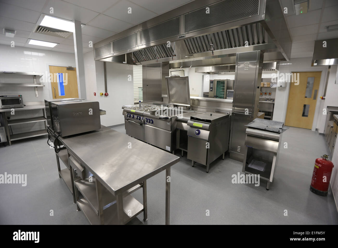 a newly fitted kitchen in a restaurant canteen Stock Photo
