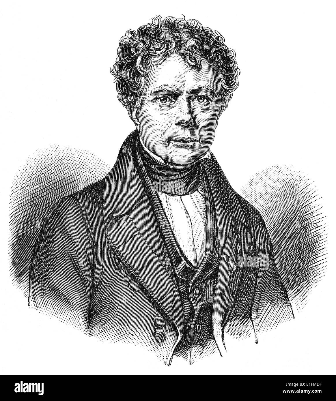 Friedrich Wilhelm Joseph Ritter von Schelling, 1775 - 1854, a German philosopher of German Idealism, Stock Photo