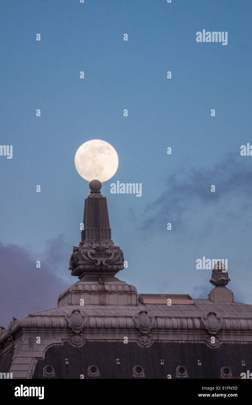Paris, France. A full moon on top of an ornament at the Musee D'Orsay Stock Photo