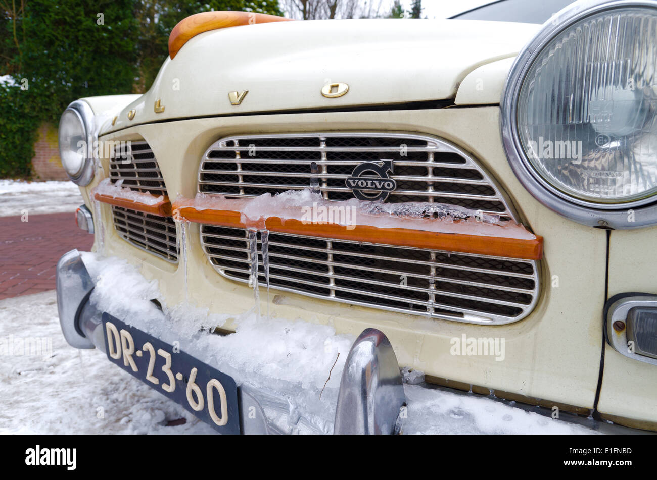 classic volvo amazone 122s stationcar in cold weather Stock Photo