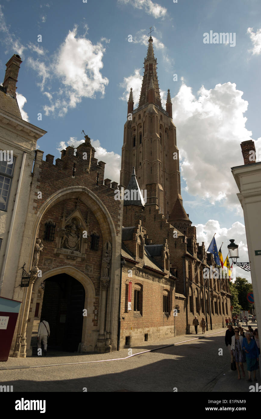 Church of our Lady and the entrance to the Gruuthusemuseum, Bruges, Belgium Stock Photo