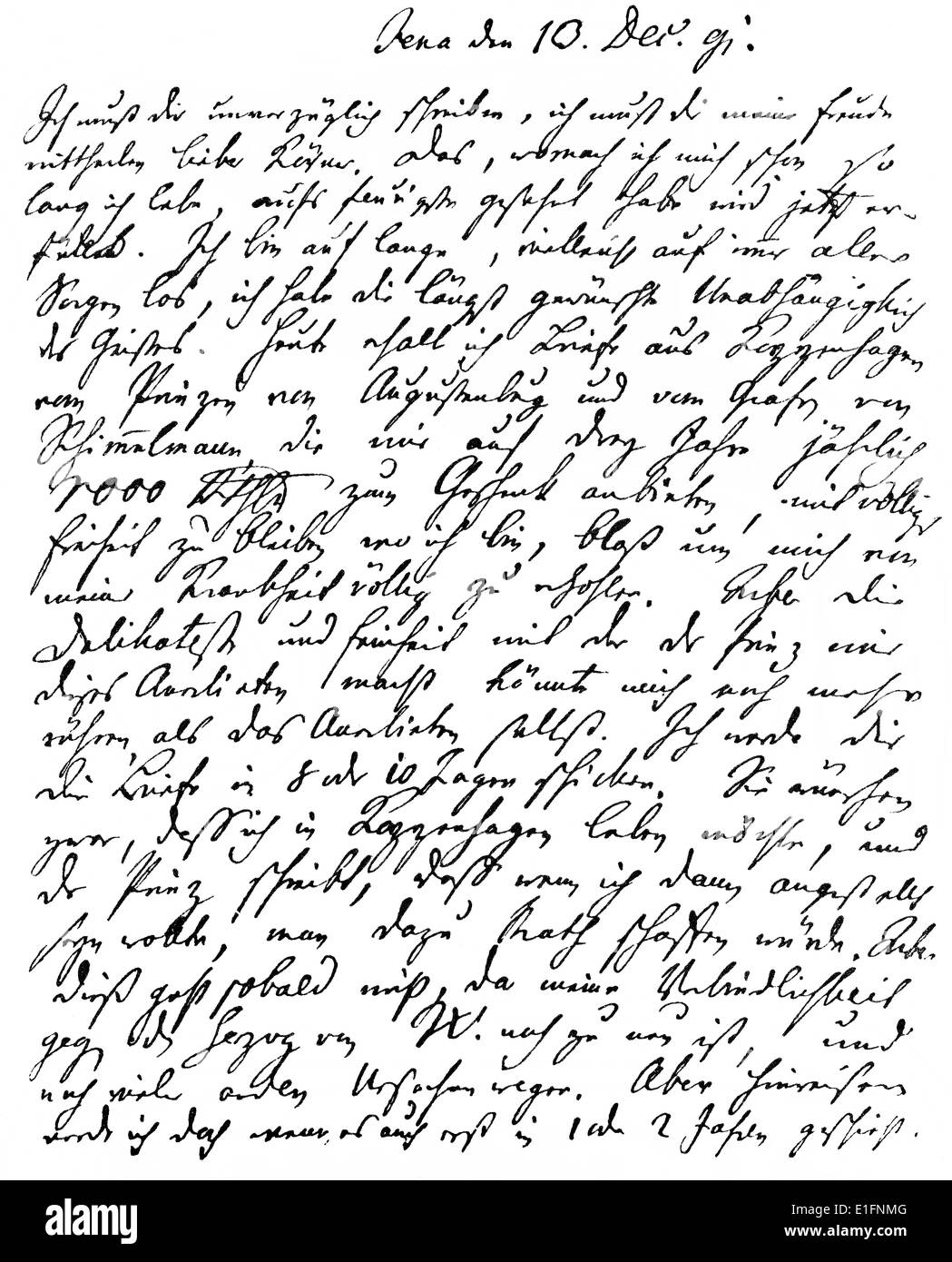 Handwritten letter by Johann Christoph Friedrich von Schiller, 1759-1805, a German poet, philosopher and historian Stock Photo
