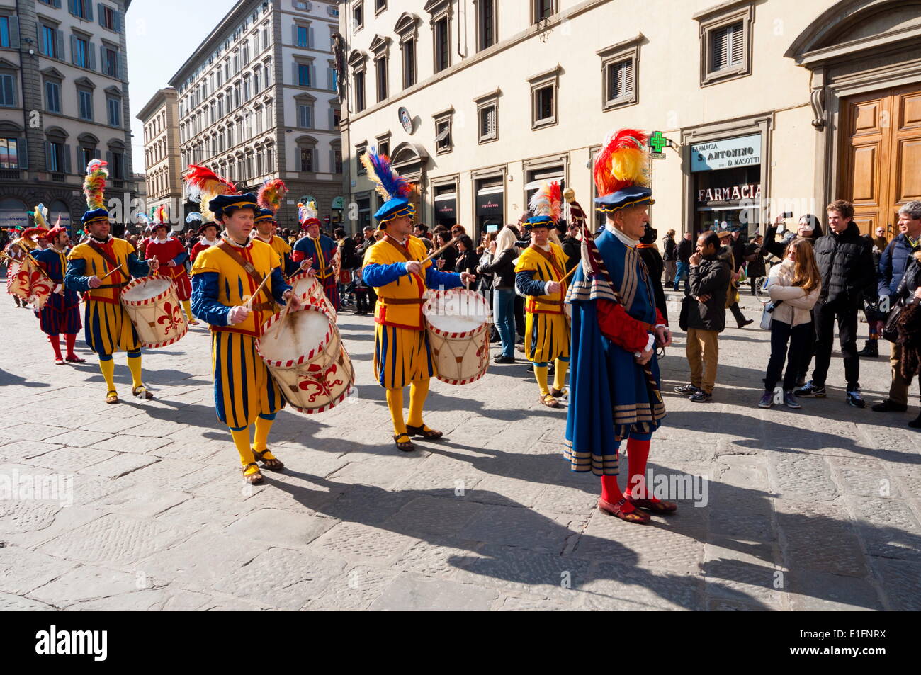 Musicians of Calcio Storico, Piazza Duomo, Florence (Firenze), Tuscany, Italy, Europe Stock Photo