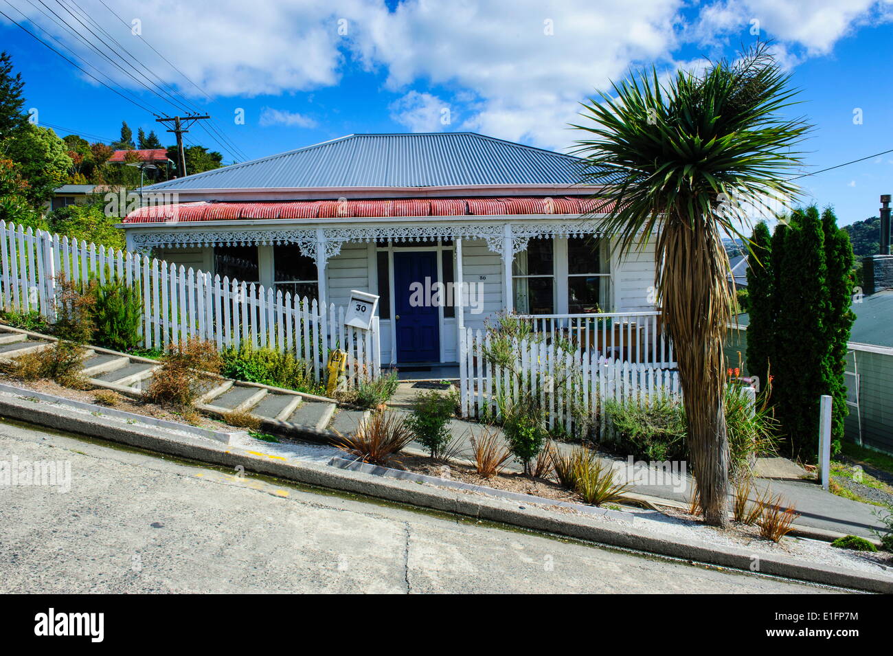 Baldwin Street, the world's steepest residential street, Dunedin, Otago