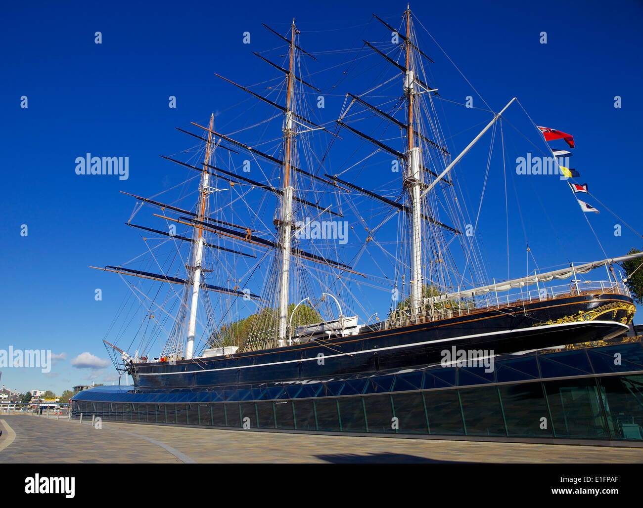 The Cutty Sark, a British Tea Clipper built in 1869 moored near the Thames at Greenwich, London, England, United Kingdom, Europe Stock Photo