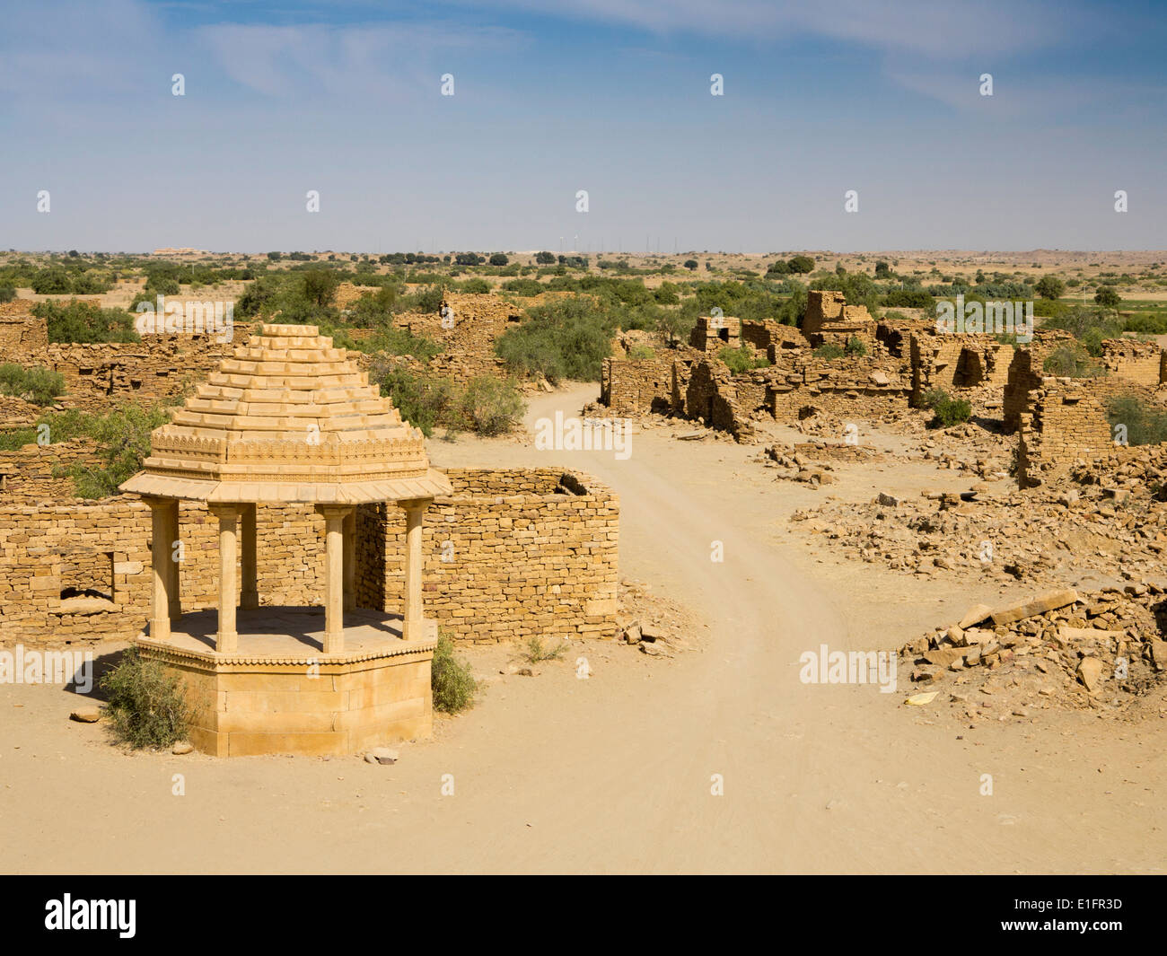 India, Rajasthan, Jaisalmer, Kuldhara abandoned village in Thar Desert Stock Photo
