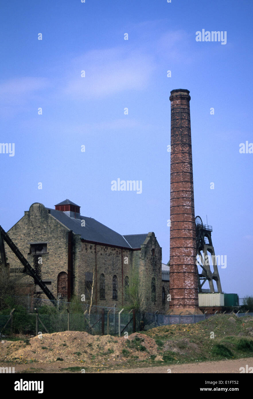 Preserved Mining Headstocks and Pit workings on Nottinghamshire Derbyshire Border in Pleasely. Stock Photo