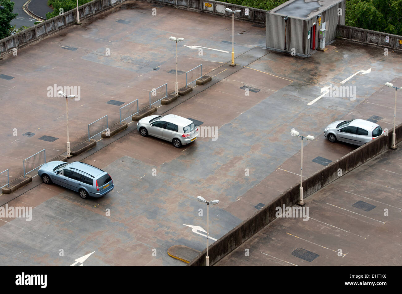 Multistorey car park rooftop, Birmingham city centre, UK Stock Photo