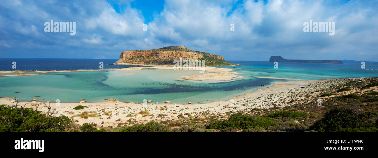 Greece, Crete Island, Chania, Gramvousa, Balos bay and Gramvousa island Stock Photo