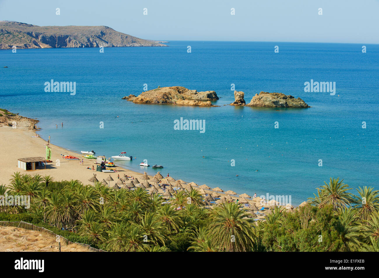 Greece, Crete island, Vai beach and palm trees, eastern Crete Stock Photo