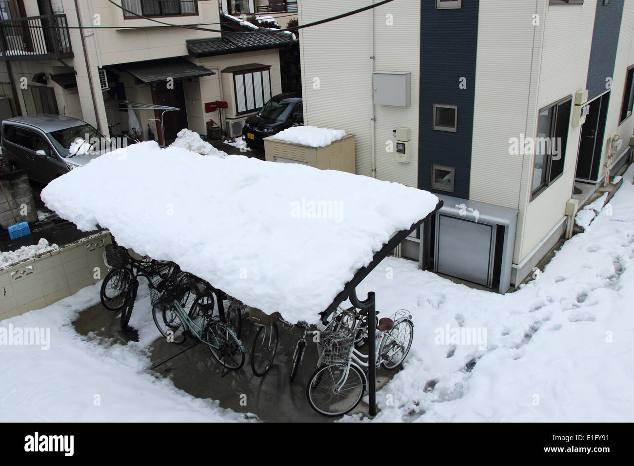 Japan- Feb14 : The heaviest snow in decades in Tokyo and other areas of Japan , On FEB 14, 2014 in Japan Stock Photo