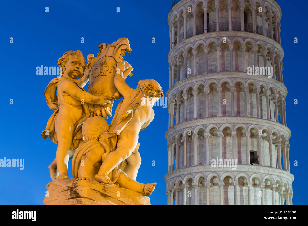 Piazza dei Miracoli, Leaning Tower, Pisa, Tuscany, Italy Stock Photo