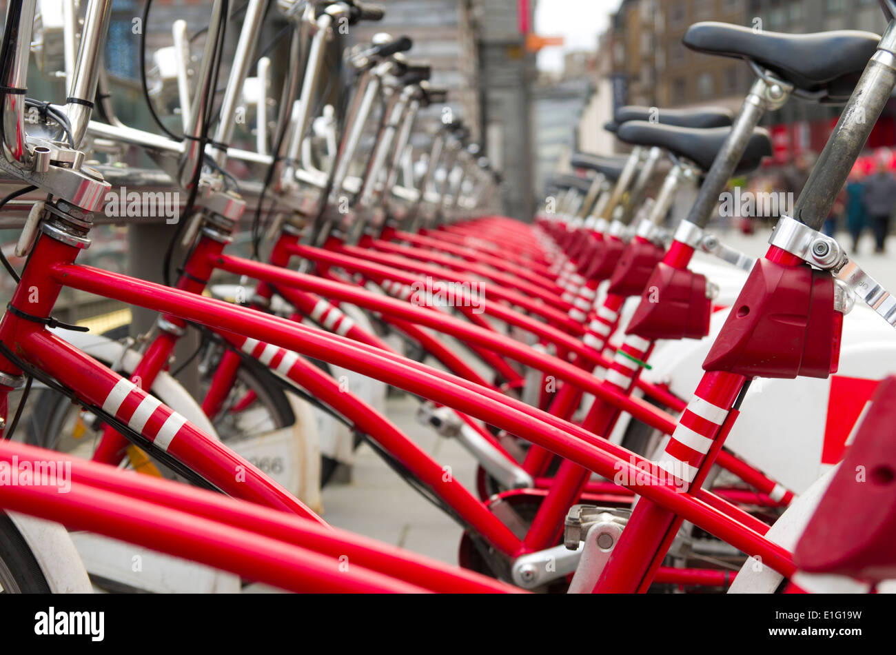 With 1000 bicycles and 80 stations, Velo is among largest bike sharing systems worldwide. Stock Photo