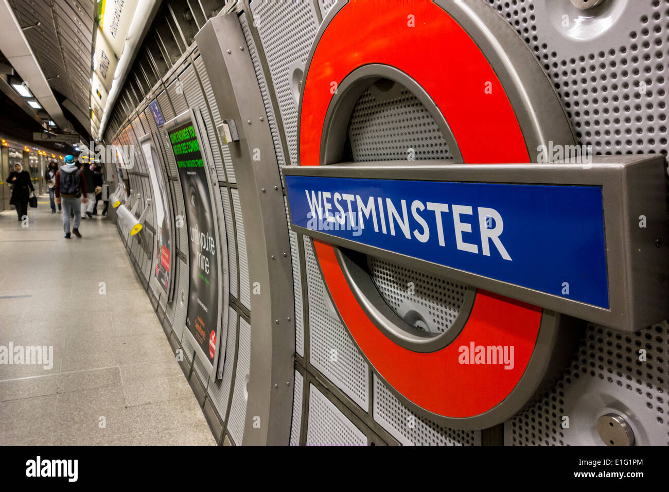 Westminster Underground Station sign, London, UK Stock Photo
