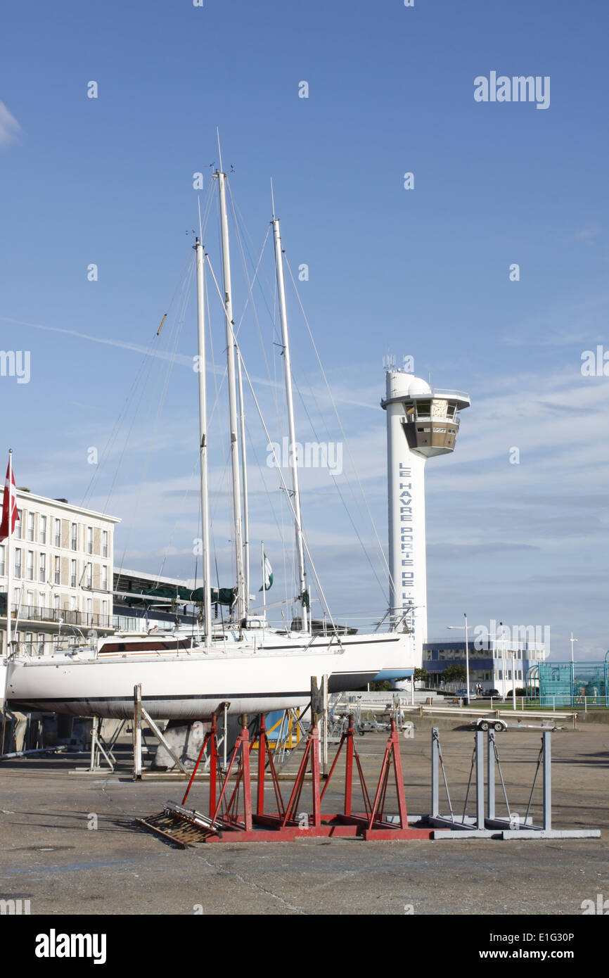 Lighthouse, captaincy the dock of Le Havre, Seine-Maritime, Normandie, France. Stock Photo