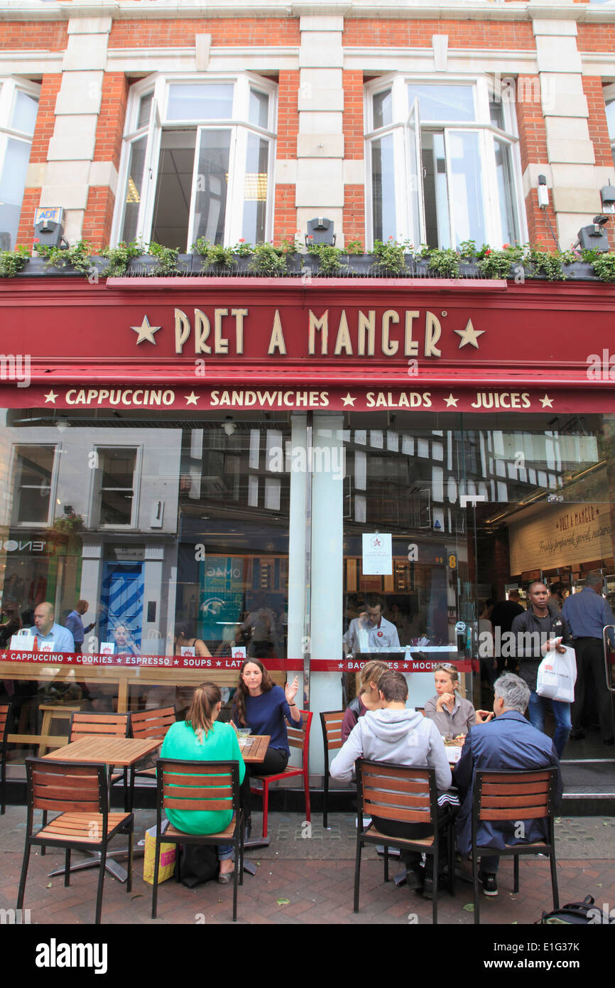 UK, England, London, Pret a Manger, fast food chain restaurant, people, Stock Photo