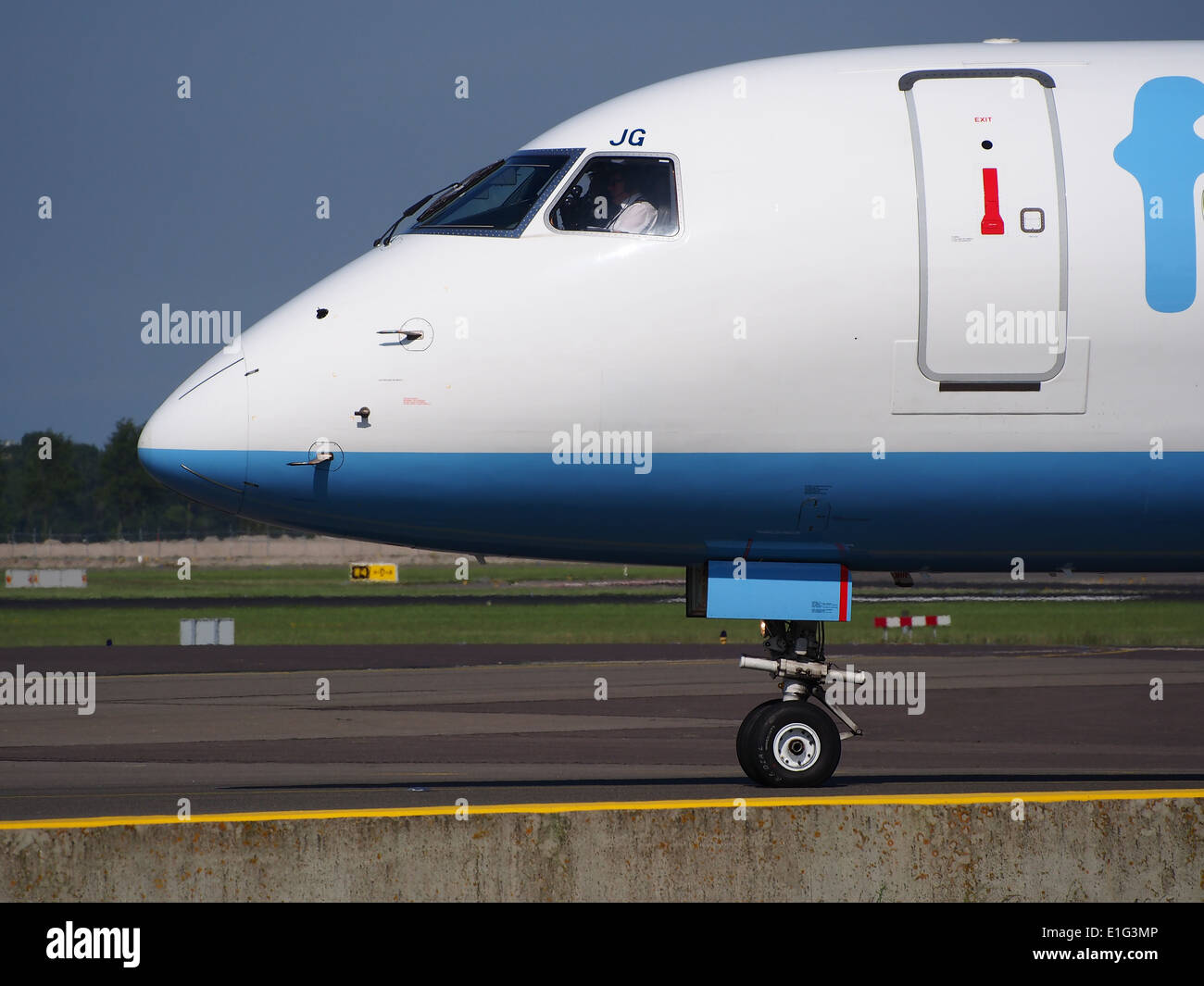 Flybe's Embraer ERJ-175STD, registration G-FBJG, is seen at Schiphol ...