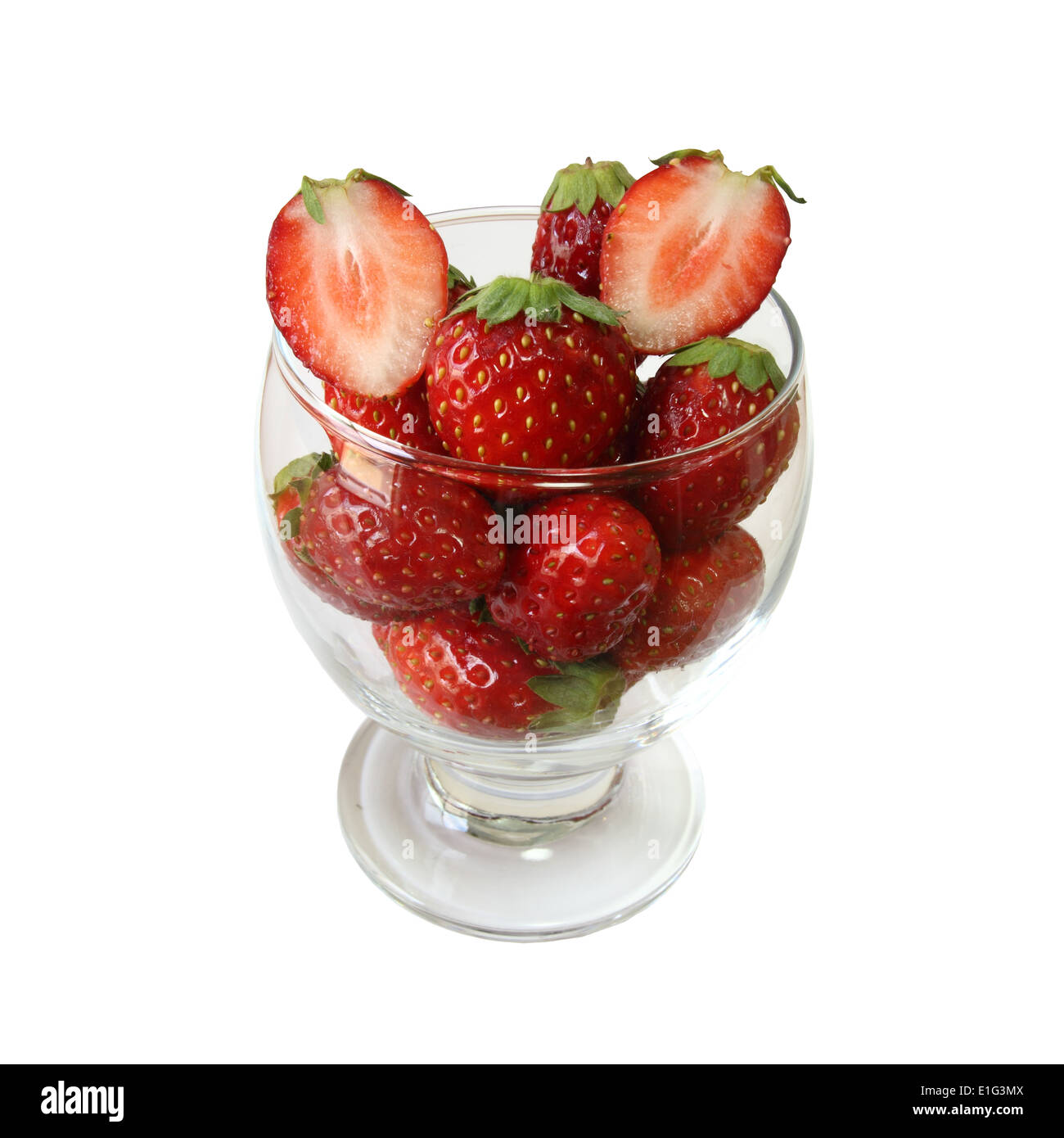 Strawberry in glass on white background, with clipping path Stock Photo