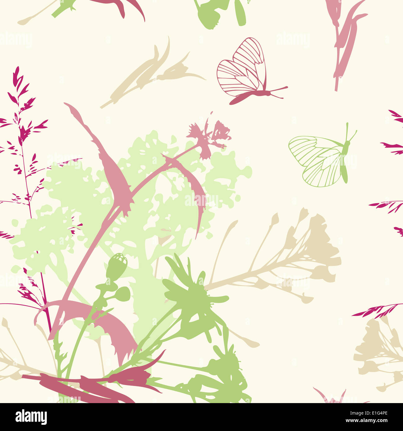 floral seamless pattern with flowers and butterflies Stock Photo - Alamy