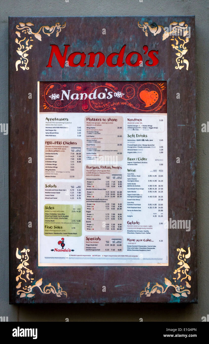 Nandos menu deals