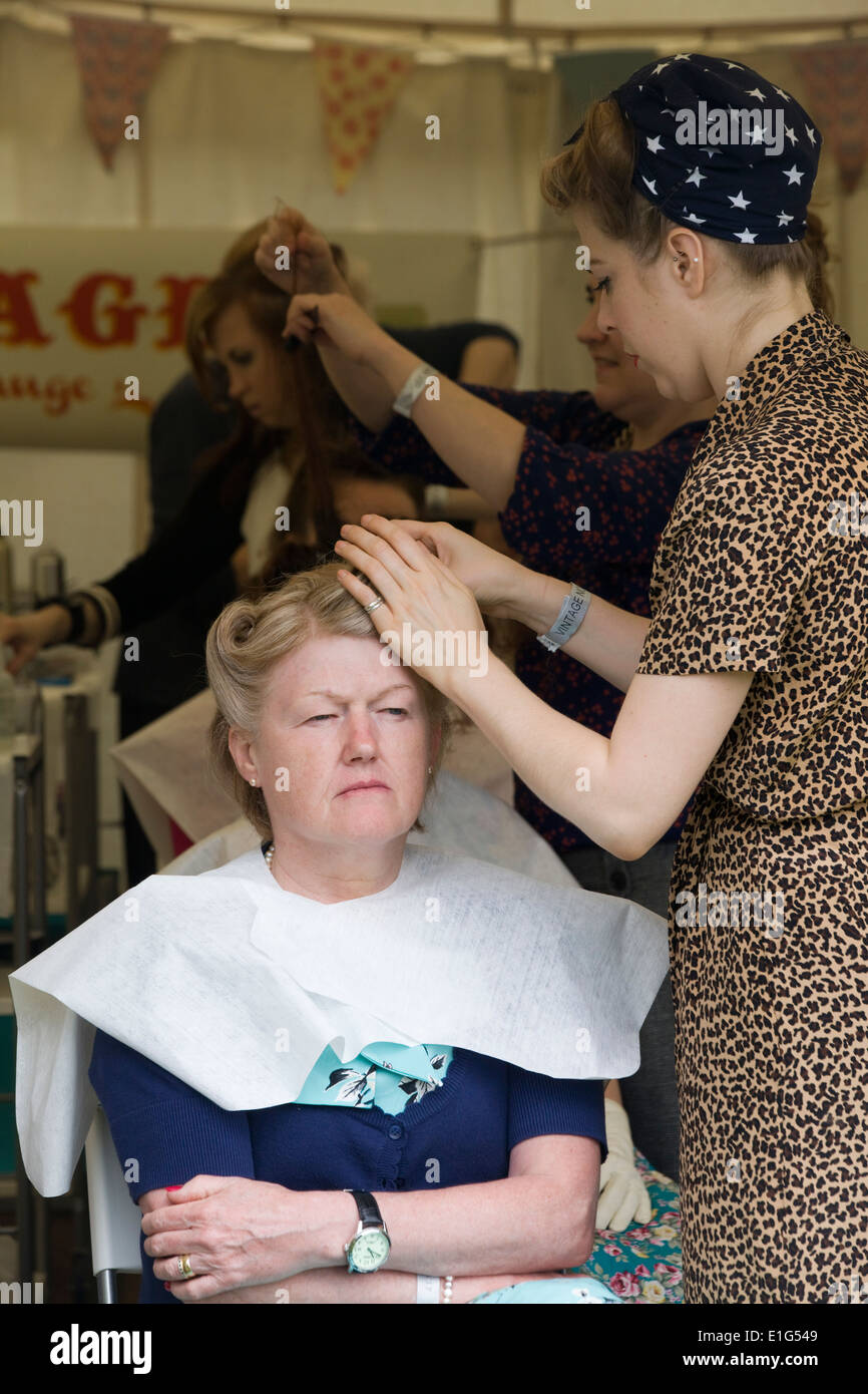 1940's Hairdressing saloon at a Vintage Show Stock Photo